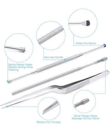 Stainless Steel Ear Cleaner Tool Set for Safe Ear Wax Removal - Includes Ear Curette, Ear Pick, Swab, Brush, and Storage Box - Buy Online on GoSupps.com