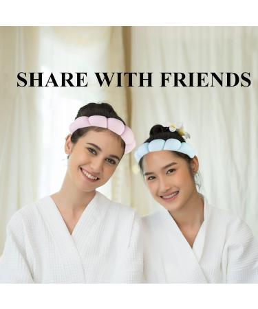 TAOTOP 2 Pack Spa Headband for Women - Cute Hair Band for Shower & Makeup - Terry Cloth Headband for Skin Care - Pink & Blue Set - Buy Online on GoSupps.com
