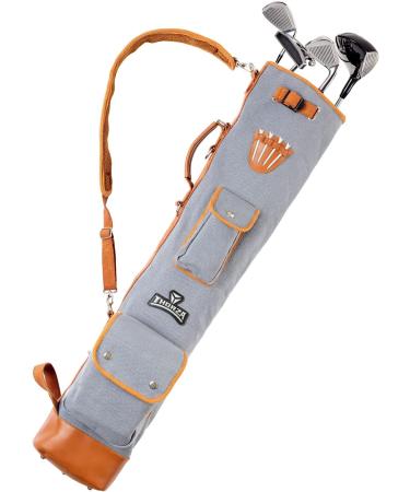 Thorza Sunday Golf Bag - Vintage Canvas & Leather, Lightweight Carry Bag for Men and Women, 2 Zippered Pockets, Tee Holder & Name Tag ID - Buy Online on GoSupps.com