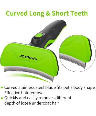 JOYPAWS Pet Grooming Brush | Undercoat Deshedding Tool for Dogs & Cats | Reduces Shedding by Up to 95% | Self-Cleaning | Medium Green - Buy Online on GoSupps.com