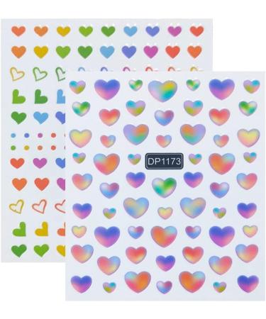 Hot Nail Art Decorations DIY Manicure Nail Stickers Self Adhesive Decals 3D Colorful Heart Love(DP1175) - Buy Online on GoSupps.com