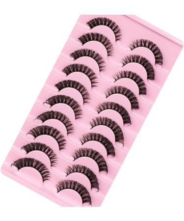Eyelashes Russian Strip Lashes Natural Fluffy Wispy D Curly Effect Hybrid Strip Lashes Look Like Extensions 10 Pairs (D-04) - Buy Online on GoSupps.com