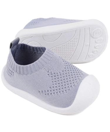 Baby Walkers Infant Sneakers Boys Girls Mesh Breathable Lightweight Non-Slip Toddler Casual Shoes Cotton Flying Woven Fabric Mesh Breathable Lightweight Trainers Indoor Outdoor 3.5 UK Child Xm Grey