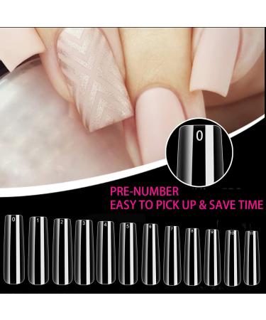 XXL Clear Long Square Nail Tips - 600 Pcs | Full Cover Acrylic Nail Tips Set with Bag | WOWITIS Extra Long Press On Nails - Buy Online on GoSupps.com