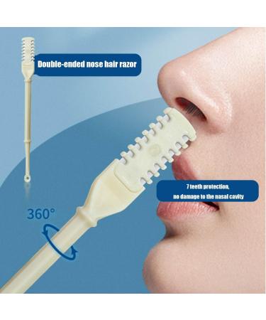 2-in-1 Nasal Hair Cutter & Trimmer - 360 Rotating Nose Hair Plucker & Ear Picker | Portable Beige Manual Nose Hair Knife - Buy Online on GoSupps.com
