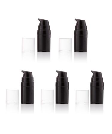 Airless Pump Bottles Pack of 5 empty Plastic Pump Travel Bottle Lotion Dispenser foundation cream gel cosmetics (Black 5ml)