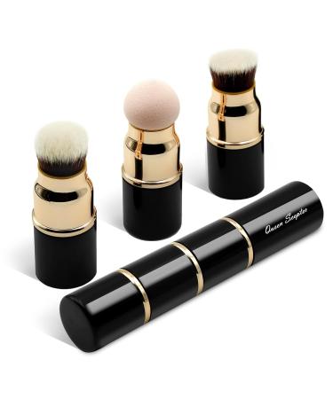 3 in 1 Professional Liquid Foundation Makeup Brush Set - Kabuki Face Blush & Powder Brush with Travel Cap - Perfect for Liquid Cream & Powder Cosmetics - Buy Online on GoSupps.com