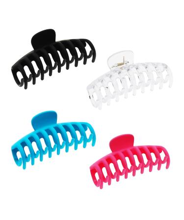 Aolalow Big Hair Claw Clips 4.35 Inches Nonslip Big Claw Hair Clips for Girls Strong Hold for Thick Hair Accessories (4 Packs