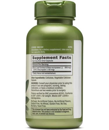 GNC Herbal Plus Olive Leaf 500 mg - Immune Support Supplement - Buy Online on GoSupps.com