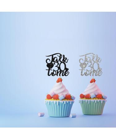 Talk 30 To Me Cupcake Toppers for 30th Birthday Number 30 Sign Cupcake Toppers Black & Silver Glitter Cake Decorations for Cheers to 30 Fabulous Birthday Party Supplies - 24pcs silver&black - Buy Online on GoSupps.com