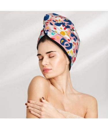 Hand Painted Abstract Leopard Print Microfiber Hair Towel | Super Absorbent Quick Dry Wrap for Long Curly & Thick Hair - Buy Online on GoSupps.com