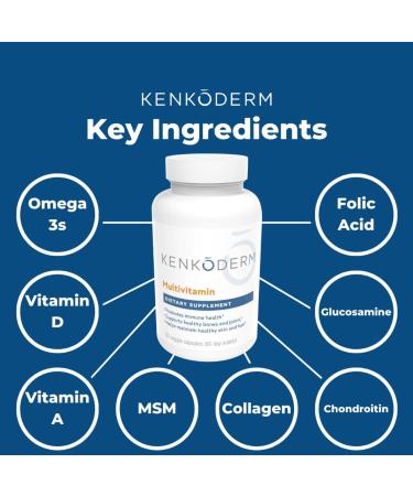 Kenkoderm Psoriasis Moisturizing Cream & Multivitamin Skin Care Bundle Moisturizing Cream with Salicylic Acid 10 oz & Multivitamin with Omega 3 & Vitamin D Immune Support Supplement 120 Capsules - Buy Online on GoSupps.com