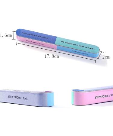 JEOPKO 8 Pack Nail Buffer Nail File Buffer Block 7 Way File Removes Ridges for Manicure Block Acrylic Gel Nails Remover Women Home & Salon Use Straight Pedicure Buffing Sanding Polish. Pink Blue - Buy Online on GoSupps.com
