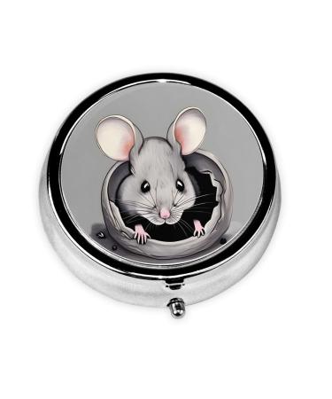 Grey Ratround Pill Box 3 Compartments Round Pill Box Organizer for Purse Or Pocket &*Portable Travel Pill Box