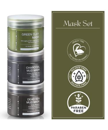 Shop Clay Dead Sea Mud & Charcoal Gel Face Mask Trio | Deep Cleansing & Hypo-Allergenic | Facial Therapy with Applicator - Buy Online on GoSupps.com
