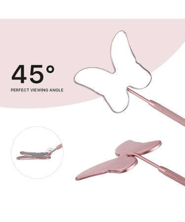Miuffue Butterfly Lash Mirror - Stainless Steel Detachable Cute Pink Makeup Mirror for Lash Extensions - Buy Online on GoSupps.com