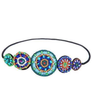 Mikinona Beaded Circle Headband Decorative Hair Ties Boho Jewelry Womens Hair Accessories Rhinestone Headpiece Headbands for Women Vintage Headband Headwear for Women Hair Elastics Fabric
