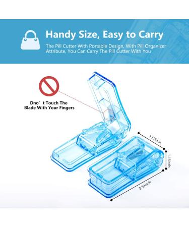 Pill Cutter Splitter for Small and Large Pills - 2 Pack Blue Tablet Cutter for Vitamins and Medicines - Buy Online on GoSupps.com