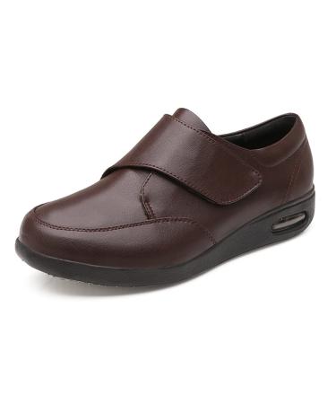 Yytcsjz Diabetic Shoes for Man Extra Wide Surgery Recovery Shoe for Elderly Non Slip Fattening and Widening for Edema Arthritis Fasciitis Swollen Feet (Color : Brown Foot Length : 24.5cm) 24.5cm Brown