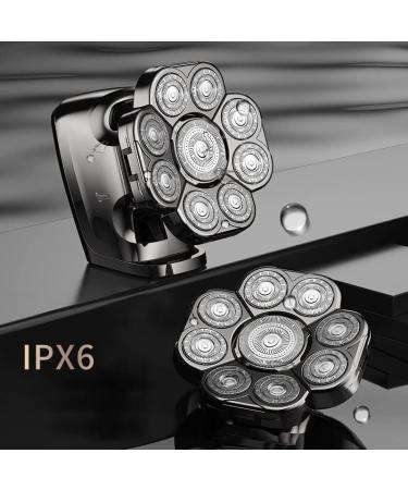 Premium 9D Head Shaver for Bald Men - 6-in-1 Electric Grooming Kit with Nose & Body Trimmer | Wet/Dry Use & LED Display - Buy Online on GoSupps.com