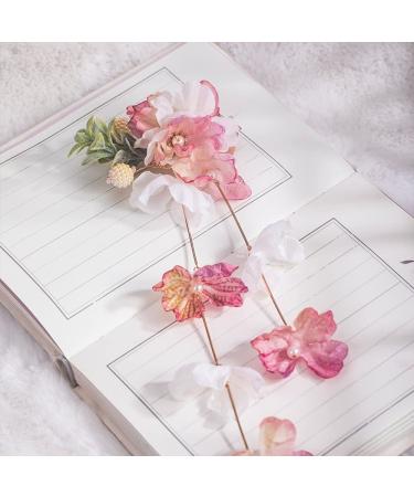 2pcs Pink Silk Flower Duckbill Clips - Tassel Barrettes for Stylish Hair Accessory | MGPFERD - Buy Online on GoSupps.com