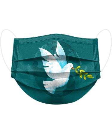 50pcs Colorful 3-Layer Mouth Protection with World Peace Pigeon Motif | Breathable Cloth Bandana for Men & Women - International Shipping - Buy Online on GoSupps.com