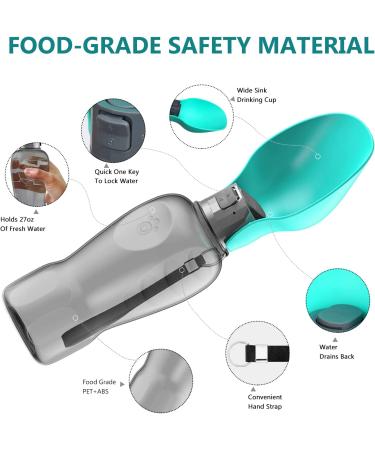 Portable Dog Water Bottle | Leak-Proof Dog Water Dispenser for Walking, Hiking, Travel | BPA-Free (27oz) Green - Buy Online on GoSupps.com