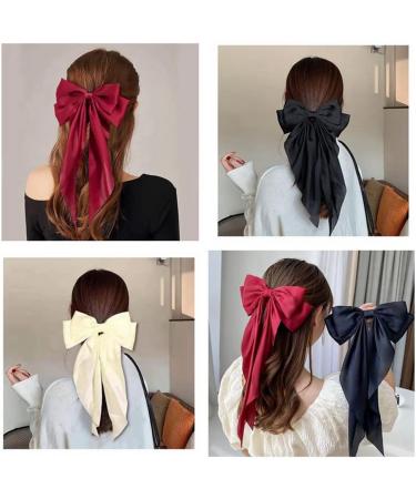 Yurosiay Hair Clips Bow Women's Large Hair Bows Vintage French Long Satin Ribbon Hair Clip Bow Plain Bow Hair Pin Hair Bows Clip Hair Accessories Bow Royal Blue - Buy Online on GoSupps.com