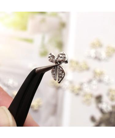 30 Pieces Gold & Silver Alloy Bow Nail Charms with Clear Rhinestone - Nail Art Studs for Women & Girls - Buy Online on GoSupps.com