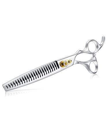 Dream REAC Effilting scissors 8 inch dog cups - dog scissors with ergonomic handle 440c stainless steel fur scissors 75% thinning rate professional dog hair scissors with adjustable screw 25 teeth chunker scissors