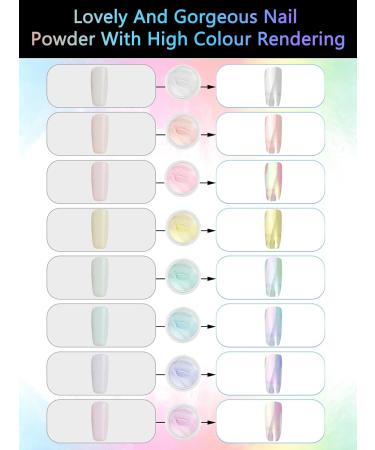 Ysimple 8 Boxes Pearl Chrome Nail Powder Nail Chrome Powders Set With 8 Brushes Multicoloured Glazed Donut Nail Powder Mirror Effect Glitter Chrome Powder Pigment For Nail Art Design DIY Salon - Buy Online on GoSupps.com