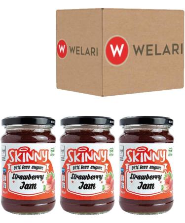 Skinny 3 x 340g Strawberry Jam With Welari Thank You Card 97% Less Sugar Vegan Fruit Sweet Breakfast Spread NO Sugar (1020g) - Buy Online on GoSupps.com
