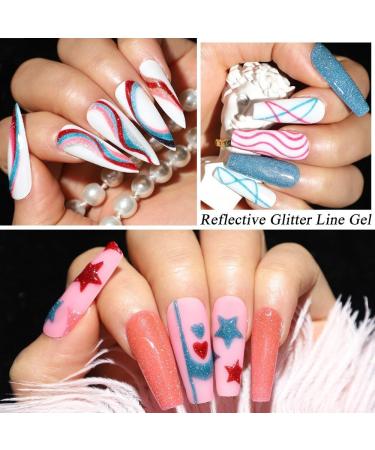 SUPWEE 8pcs Reflective Line Gel Nail Polish Semi-Permanent Glitter Nail Art Gel Soak Off UV/LED Gel Varnish Drawing Nail Design - (Color: BT) - Buy Online on GoSupps.com