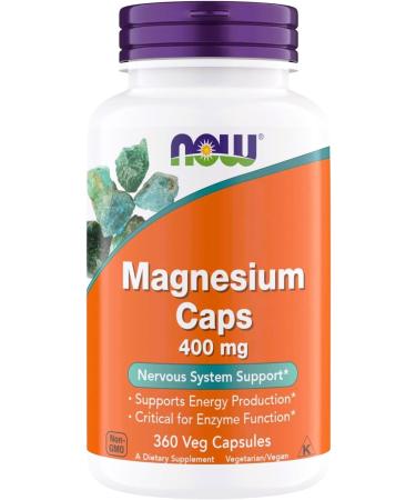 Now Supplements Magnesium 400mg - Enzyme Function* Nervous System Support* - Magnesium Supplement for Men and Women 360 Veg Capsules Kosher Vegan Gluten-Free Magnesium Supplements 1