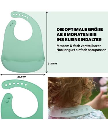 Lilly Moon Silicone Bibs for Babies BPA-Free Waterproof with Collecting Bowl | Washable Toddler Bibs | Grayed Jade & Pale Dogwood | Ideal Baby Accessories - Buy Online on GoSupps.com