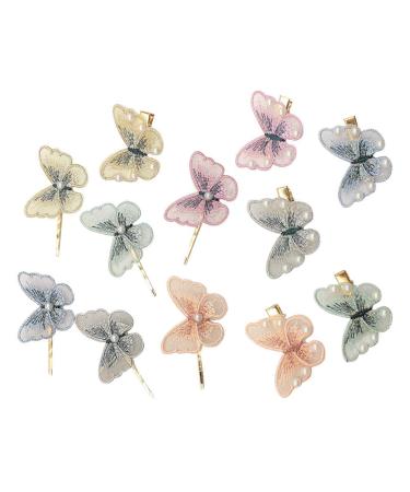 Frcolor 12 pieces vintage butterfly hair clip metal cloth cute embroidered animal hair clips New year birthday party hair jewelry party favors for women women (mixed