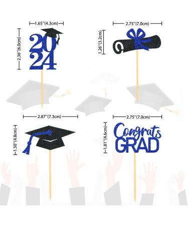 24 Pieces Sparkle 2023 Cupcake Toppers Graduation Cupcake Toppers Bachelier Hat Decoration Graduation Decoration (Black & Blue) - Buy Online on GoSupps.com