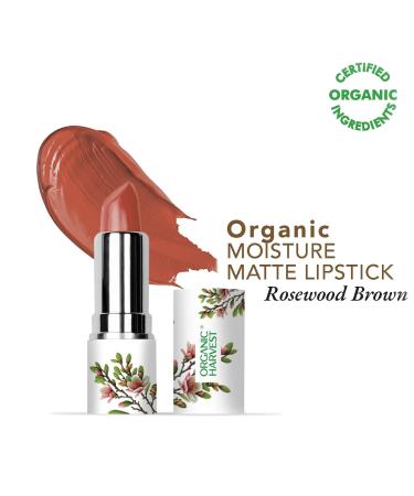 Moisture Matte Lipstick - Rosewood Brown | Long-Lasting Creamy Organic & Vegan | Hydrating Formula | Cruelty-Free | 4gm - Buy Online on GoSupps.com