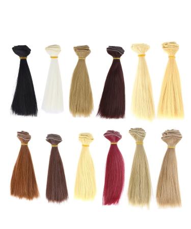 SUPVOX 12pcs Straight Hairpieces for Dolls 100x15cm
