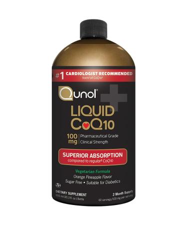 Qunol Liquid CoQ10 100mg Superior Absorption Natural Supplement Form of Coenzyme Q10 Antioxidant for Heart Health Orange Pineapple Flavored 60 servings 20.3 oz Bottle
