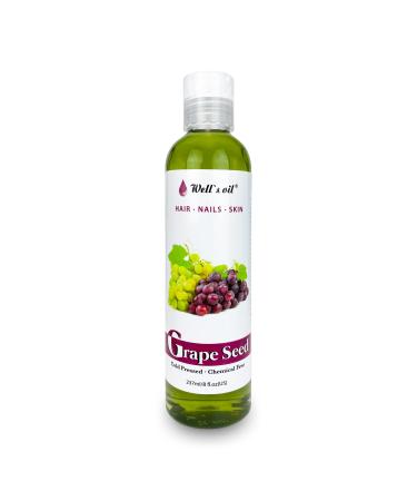 Well's 100% Pure Hair & Skin Grapeseed Oil | Natural Carrier Oil | For Hair  Eyelashes & Brows Growth | Moisturise  Strengthen Hair  Skin & Nails | Cold Pressed  8 fl oz Grapeseed Oil 8 Fl Oz (Pack of 1) - Buy Online on GoSupps.com
