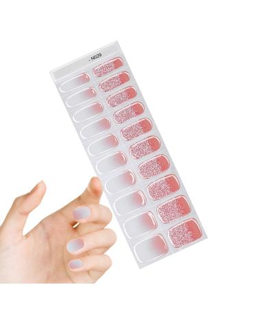 Ruwshuuk Gel Nail Strips Glitter Nail Sticker | Semi Cured Gel Nail Polish Strips with Lamp Glitter Nail Gel Polish Stickers Suitable for All Seasons N029