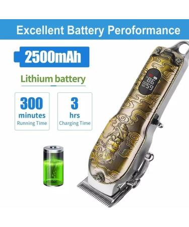 Professional USB Rechargeable Hair Cutting Tool - All Metal Body Hair Clippers with LCD - Electric Trimmers for Barbers - Fast Charging Base - Buy Online on GoSupps.com