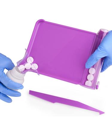 SimCoach Left Hand Pill Counting Tray with Spatula - Purple Pharmacy Pill Counter for Accurate Medication Measurement - Buy Online on GoSupps.com
