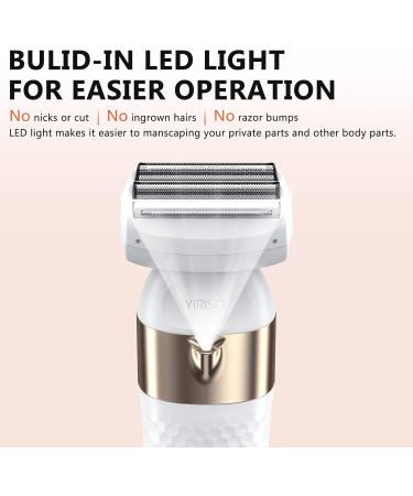 3-in-1 Bikini Trimmer & Shaver for Women - Cordless Electric Razor with LED Light for Pubic Hair Face Legs & Underarm - Wet/Dry Rechargeable Groomer - Buy Online on GoSupps.com