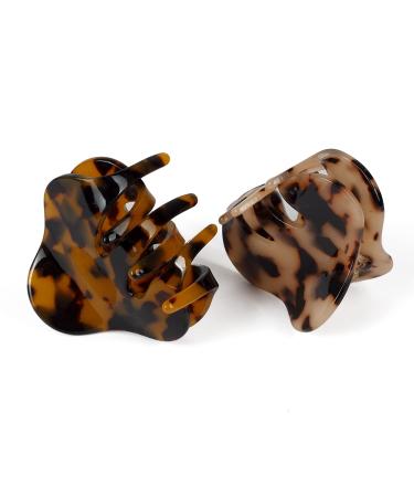 JIRIS 2-Piece Medium Hair Claw Clips Set - Stylish Patterns for Women and Girls | 3.5 Inch Tortoise Barrettes Celluloid French Design Hair Jaw Clips - Buy Online on GoSupps.com