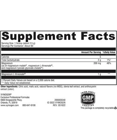 XYMOGEN OptiMag Neuro Magnesium Powder - Supports Brain Health & Relaxation - Mixed Berry 5.29oz (60 Servings) - Buy Online on GoSupps.com