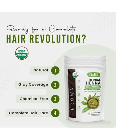 Pardesi Hair Henna Powder | USDA Organic 7.05 oz | Natural Hair & Beard Dye | Amonia & PPD Free | Unisex Brown Color | Includes Gloves & Applicator | Imported from India - Buy Online on GoSupps.com