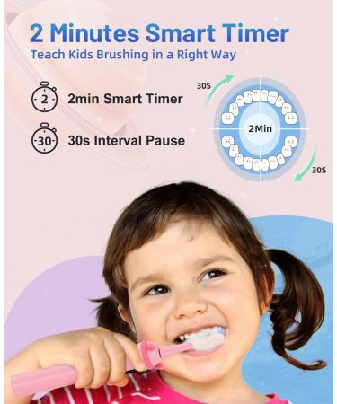 JTF Sonic Electric Toothbrush for Kids 3-12 | Rechargeable Pink Toothbrush with Smart Timer | 4 Kids Size Brush Heads Included - Buy Online on GoSupps.com