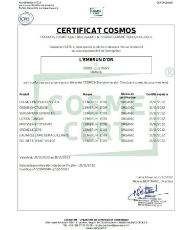  L'Embrun d'Or Fluid eye contour cream - moisturizing regenerating and anti-aging care - Organic - 30 mL - Buy Online on GoSupps.com